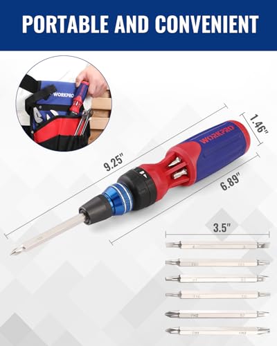 WORKPRO 12-in-1 Ratcheting Multi-Bit Screwdriver Set, Quick-load Mechanism Screwdriver with Double End Bits in Handle (Pack of 2) - size: Standard (Pack of 2)