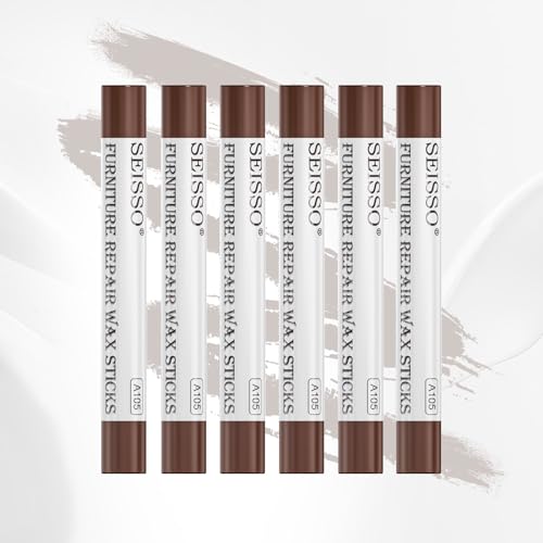 SEISSO Furniture Repair Crayon, 6 Pcs - Wood Filler Sticks, Scratch Repair Wax, Furniture Marking Repair - Scratch, Cracks, Hole, Table, Wood Floor, Guitar, Covering, Instrument Fill Sticks-Redoak - color: Redoak 6pcs