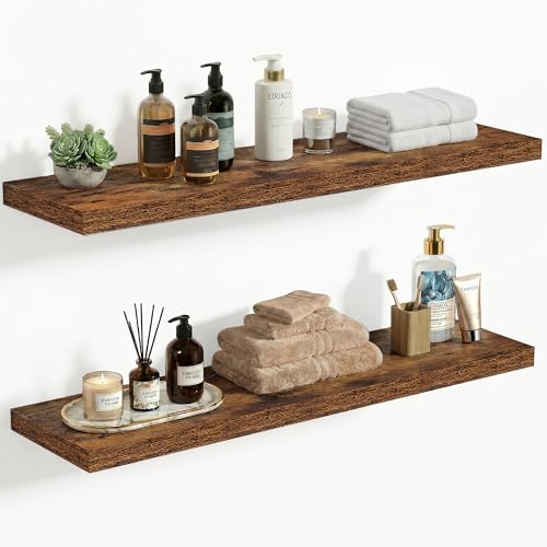 Vivelove 10 Inch Deep Floating Shelves 30x10” Set of 2, Rustic Brown - color: Rustic Brown, size: 30”wx10.2”dx1.5”h
