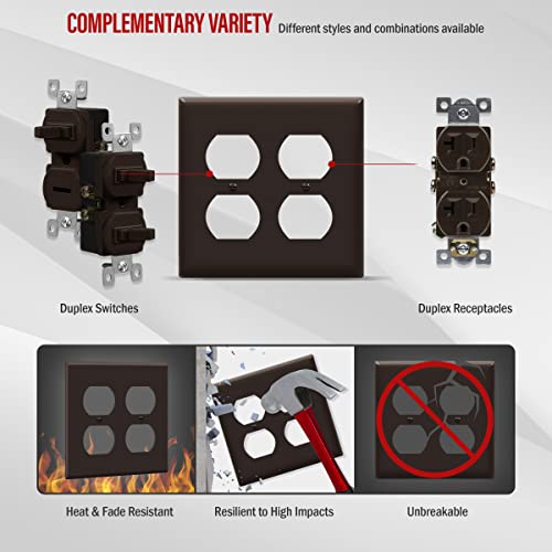 ENERLITES Double Duplex Outlet Covers Wall Plate, 2-Gang, 1 Pack, Brown - color: Brown, size: Screw