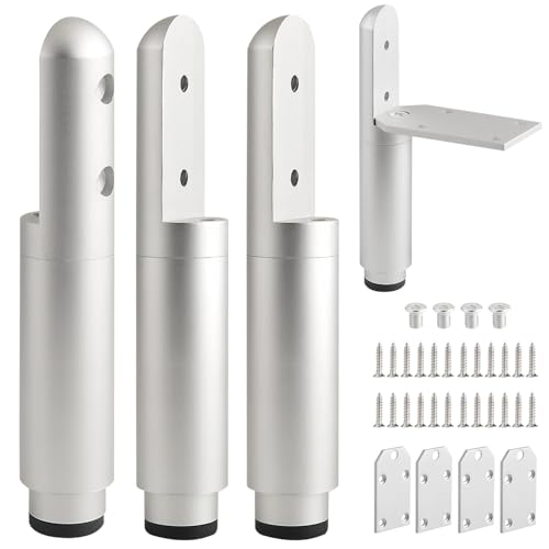 4 Pack Adjustable Metal Furniture Legs Silvery 3.3-4.5 Inch Coffee Table Legs Dresser Feet Cabinet Feet Replacement Support Foot Desk Legs - color: Silvery, size: 3.3-4.5 inch(4pcs)