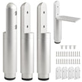 4 Pack Adjustable Metal Furniture Legs Silvery 3.3-4.5 Inch Coffee Table Legs Dresser Feet Cabinet Feet Replacement Support Foot Desk Legs - color: Silvery, size: 3.3-4.5 inch(4pcs)