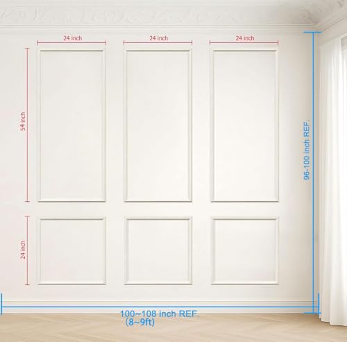 Pre-Cut Peel and Stick Wall Molding Kit Wainscoting Trim- Self Adhesive Premade Accent Panel Chair Rail for Interior Moulding Home Decor Accent Wall Set of 6 pcs - 3 Top 3 Bottom, Ready to Assemble - size: (54×24+24×24),Set of 3
