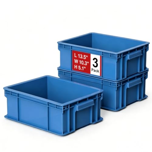 3-Pack Heavy Duty Part Bins, Stackable Tool Storage Bin for Hardware
