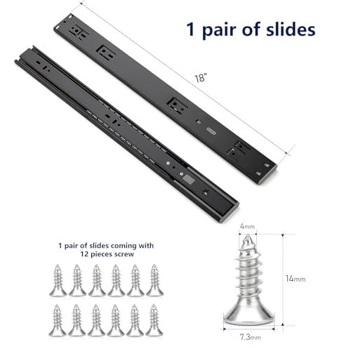 Ravinte Matte Black Soft Close Drawer Slides 18 Inch 1 Pairs 2 Pack - color: Black, size: 18 Inch