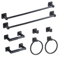 Matte Black Bathroom Hardware Set 8 Pieces,Towel Bar Set Stainless Steel Wall Mounted, Includes 23.6In Hand Towel Bar, Towel Ring, Robe Towel Hooks,Toilet Paper Holder, Bathroom Towel Rack Set - color: Matte Black-8pcs, size: 23.6Inch
