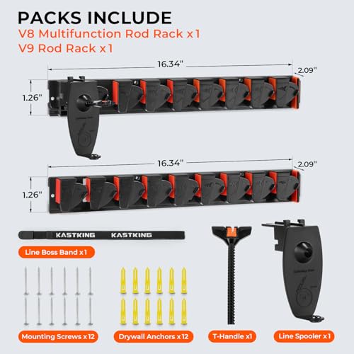 KastKing GravityLock V8 & V9 Fishing Rod Holder, Holds 17 Fishing Rods - color: V8 & V9 2-pack (store 17 combos)