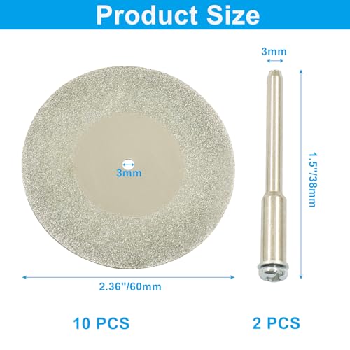 Bivethoi 12 Pack 60mm Mini Diamond Coated Cutting Off Wheels Discs - style: 60mm(12 Pack)
