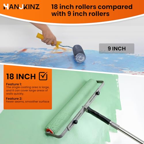 18 Inch Microfiber Paint Roller Covers, 3 Pack, 3/8" Nap - size: 18 Inch,3 Pack