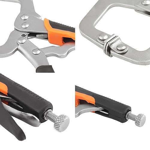 4 Pack 6 Inch C Clamp Locking Pliers,Locking C Clamp With Non-Slip Rubber Grip, Adjustable Nickel Plated C Pliers for Wood Working, Welding, Electrician Maintenance and More, by GENHAKON - size: 4 Pack 6 Inch