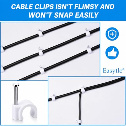 Cable Wire Clips 4mm 6mm 8mm 10mm (Pack of 200) Cable Management RG6 RG59 CAT5 CAT6 RJ45 Electrical Ethernet Dish TV Speaker Wire Cord Tie Holder Single Coaxial Nail Clamps - size: 200 Pcs