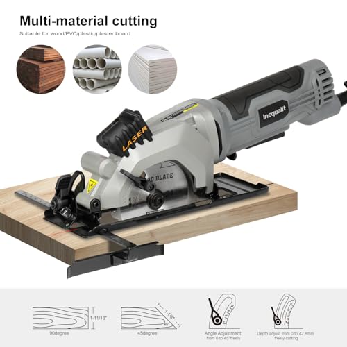 4A Mini Circular Saw Corded Compact Saw with Laser Guide - style: Corded 4A