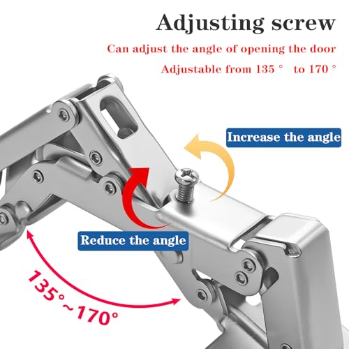 Qrity Kitchen Cabinet Door Hinges 170 Degree Hidden Frameless with Screws - size: 2 Pcs Hinges