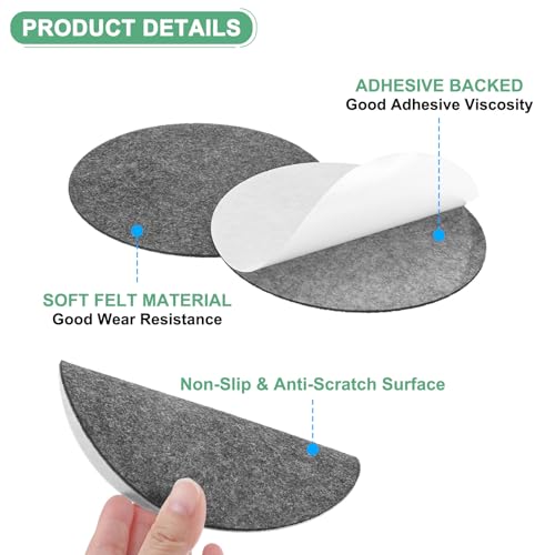 M METERXITY 30-Pack Lamp Base Felt, 5.5 Inch Dia. 2mm Thick Self Adhesive Round Fabric Felt Pads for Lamp/Furniture/DIY, Non-Slip Fiber Backed Patch Circles with Adhesive Backing [Grey] - color: Grey, size: 5.5" Dia