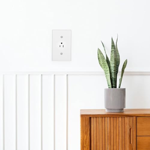Piriuuo Round White Outlet Cover Plate, Single Outlet Plug Covers 4.53" X 2.76" Receptacle Cover with Two Screws, 220v (Pack of 2) - size: 11.5*7cm/4.53*2.76in (Pack of 2)