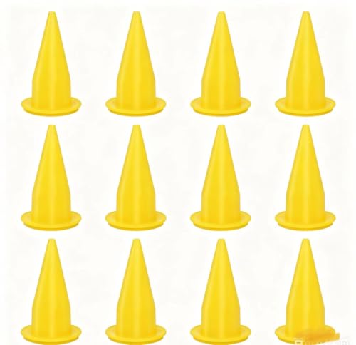 Yellow Reusable Caulking Nozzle Applicator for Caulk Gun, Epoxy Extension Tool, 12 Pack