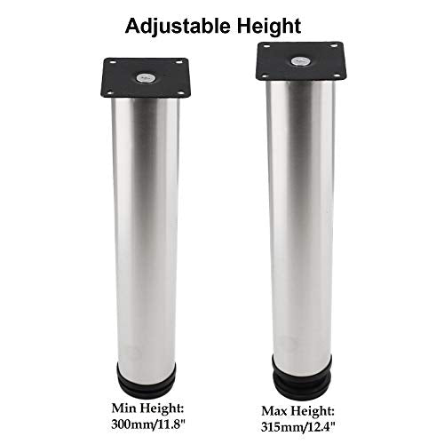 4 Pack Furniture Leg Set, 2" Dia 12" H Adjustable - size: 12 Inch