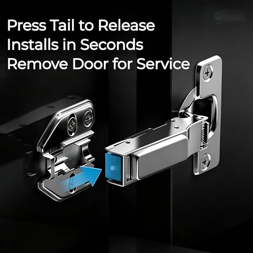 10 Pcs Full Overlay Frameless Soft Close Cabinet Hinges,105° 3-Way