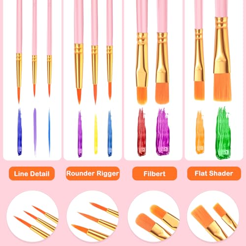 ESRICH 100PCS Paint Brushes, Paint Brush for Acrylic Painting - color: Pink, size: 100