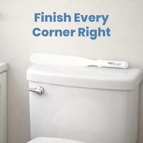 PAINT BEHIND Toilet Tool Nylon Brush, Flat Paint Brush for Behind Toilets, Walls, Radiators & Hard-to-Reach Tight Spaces, 12-Inch Reach Painting Tool with Tray & Pad