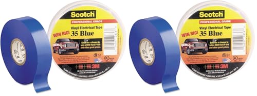 3M Company Electrical Tape, Blue Vinyl, Professional Grade, 3/4-In. x 66-Ft. (Pack of 2) - size: 3/4 in. x 66 ft. (Pack of 2)