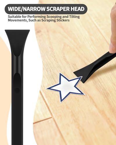 12 PCS Carbon Fiber Plastic Scrapers Tool, Non-Scratch Scraper Tool for Tight Spaces, Multi-Purpose Label Scraper Pen-Shaped, for Car Cleaning Supplies, Kitchen, Crevices, Stains (Black) - color: Black
