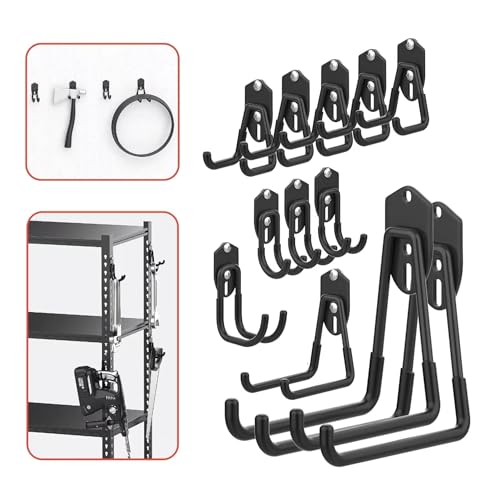 WALMANN Garage Storage Hooks, Wall Mount Utility Hooks for Tools, Black - style: Black Hook
