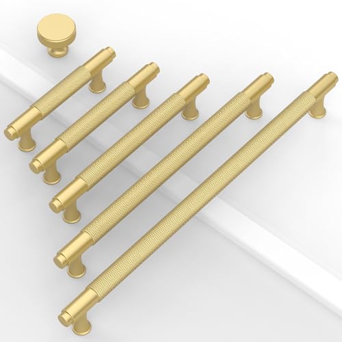 10 Pack Matte Gold Knurled Cabinet Knobs Round Drawer Pulls - color: Matte Gold