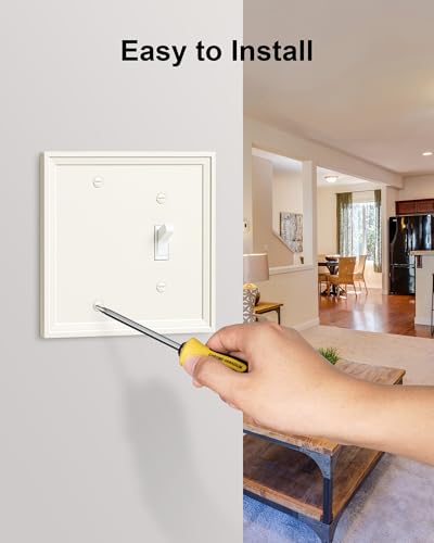 2-Pack Natural Bamboo Fiber Combo Blank/Toggle Light Switch Cover Plate - color: Light Almond, size: 1 Blank/1 Toggle 2PK