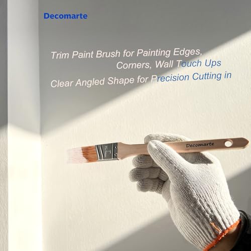 Narrow Paint Brush Long Wood Handle Angled Sash Stain Brush Set