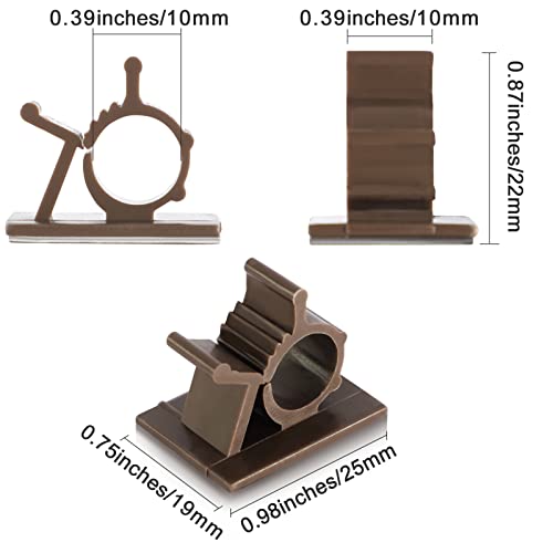 Viaky 30Pcs Adhesive Cable Clips Brown,Adjustable Wire Holder Clips - color: 30brown, size: for 0-0.4''(10mm) cable
