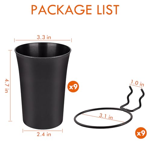 Pegboard Cups With Loops, 9 Pack Peg Board Pencil Holder & Tool Organizer - color: Black