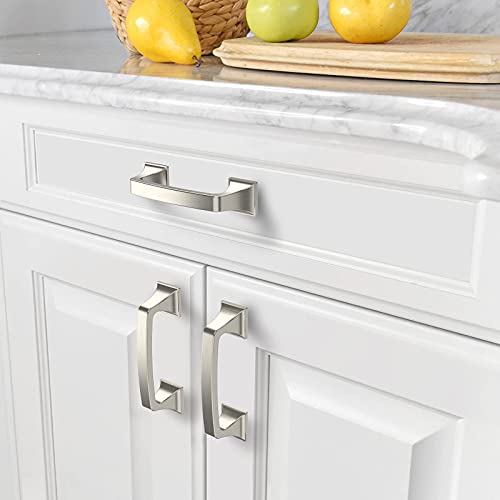 Amerdeco 10 Pack Brushed Satin Nickel 3 Inch(76mm) Hole Centers Kitchen Cabinet Pulls Hardware Kitchen Handles for Cabinets Cupboard Handles Drawer Pulls - color: Brushed Satin Nickel, size: 3"/76mm Hole Center