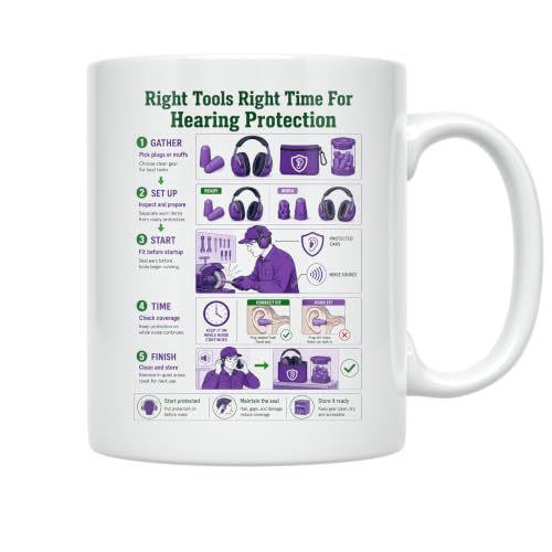 Hearing Protection Mug - Right Tools Right Time - 11 oz Ceramic