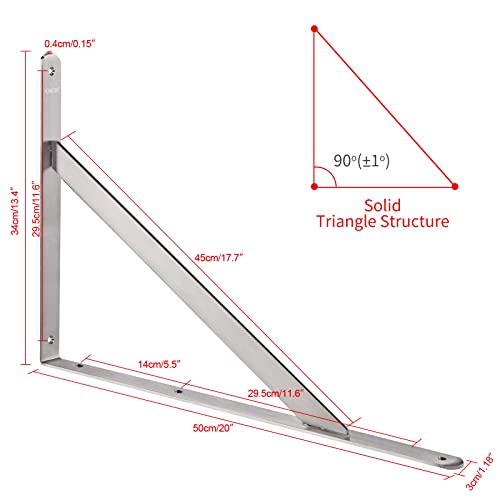 YUMORE 20 Inch Shelf Bracket, Heavy Duty L Bracket, 2 Pack - size: 20"(Soild)