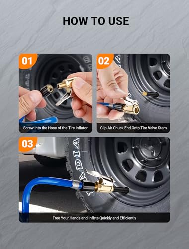Brass Locking Tire Air Chuck, Tire Inflator Hose Adapter for Twist On Connection Convert to Lock On, No Air Leakage Air Compressor Pump Clip On Tire Chucks, Tire Nozzle with Tire Valve Thread - size: Thread Connector 1pcs