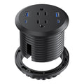 Desktop Power Grommet,GaN 65W USB C Fast Charging Station,2 AC Outlets,4 USB Ports in to the Top of Your Desk,Flush Mount Power Grommet 3-inch Hole,Countertop Recessed Outlet - color: Black, size: 1 Pack