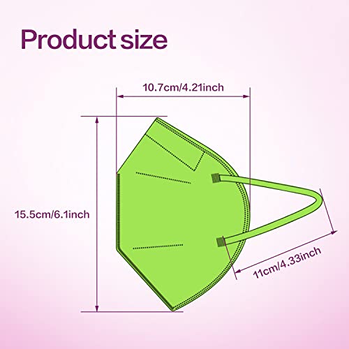 Miuphro KN95 Face Mask 25 Pack, 5-Layers Breathable KN95 Masks - color: Green