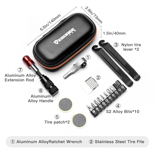 Bike Repair Kit Portable Bike Multitool,Portable Bicycle Tools with Tire Patch/Tire Lever/Ratchet Wrench/Screwdriver Bits/MiniBike Tool Bag (Tool Kit No Pump) - size: Tool Kit No Pump