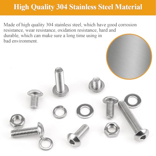 242 Pieces M5 Screws Nuts Washers Set, Sutemribor M5 x 8/10/12/16/20/25/30mm Button Head Socket Cap Screws Nuts Washers Assortment Kit, 304 Stainless Steel, Fully Threaded - size: M5 Screws Kit, style: Button Head