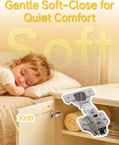 Onemake 30 Pack Full Overlay Soft Close Cabinet Hinges, Stay at Will 105° Concealed Hinge, Smooth Slow Self Closing, 3D Adjustment, Clip-on Plate, Frameless Hidden Door Hardware for Kitchen Cupboard - size: Full Overlay
