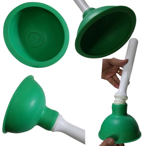 Drain Plunger, Mini Sink Unclogger, Small 4-Inch Clog Remover - color: Green + Yellow