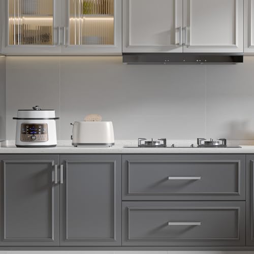 Goldenwarm Brushed Nickel Cabinet Pulls 30 Pack 6-1/4 Inch, Square Drawer Handles, Stainless Steel, Screws Included, Silver Kitchen Hardware for Cupboard Closet Furniture Upgrade - size: 6-1/4In(160MM) Hole Centers