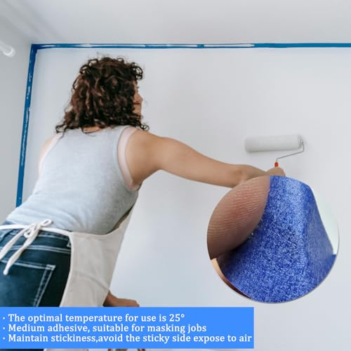 Masking Tape, Blue Tapes, Painters Tape, Artist Painter's Painting Paper Tape for Multi-Purpose Wall Paint, DIY Crafts, Scrapbook, Decoration, Labeling, Edge Finishing, 0.94INx60.1YDSx6 Rolls=360.6YDS - size: 6 Rolls, 0.94IN X 60.1YD
