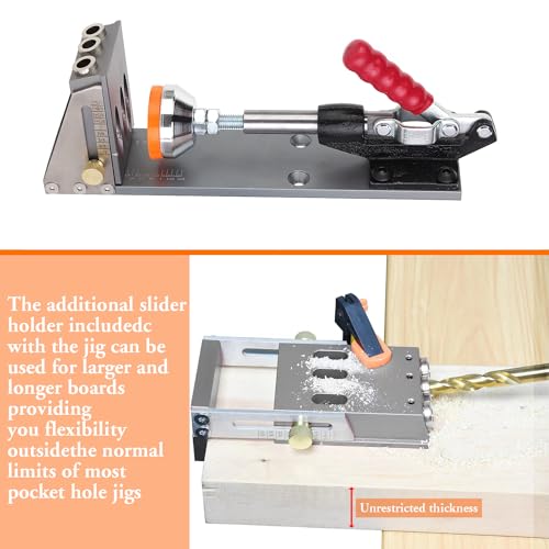 Kosmi pocket hole jig Kit,Professional Woodworking Dowel Jig Kit,Upgraded All-Metal Pocket Screw Jig for Carpentry Joinery Men,Set Jig Wood Woodwork Guides Joint Angle Tool Carpentry Locator