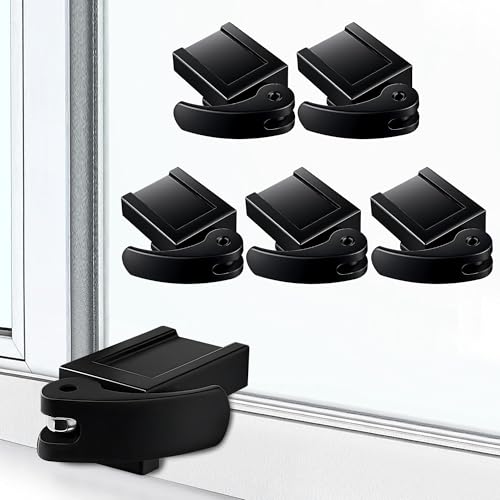 5 Pack Sliding Window Locks, Adjustable Security for Vertical & Horizontal Windows, Easy Install, Fits 1/16 inch to 7/8 inch Wide Rail, Enhanced Safety for Home & Office (Black) - color: Black