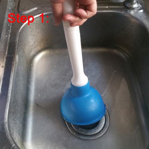 Drain Plunger, Mini Sink Unclogger, Small 4-Inch Clog Remover - color: Blue