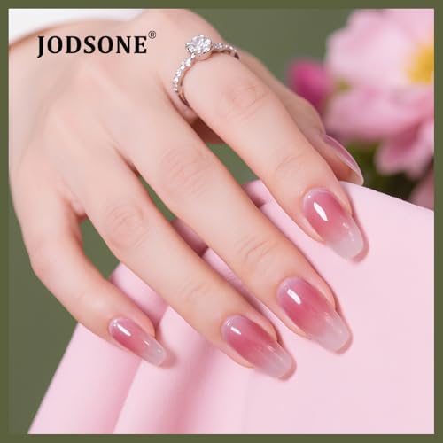 JODSONE 32 Colors Jelly Gel Nail Polish Kit with U V Light Crystal Transparent Classic Color 4 Functional Gel for All Seasons - color: KIT-16