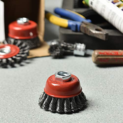AAIN 60PCS 3 inch Wire Wheel Brush Twisted Knotted Cup Brush for Grinders - size: 60 pack, style: 3 Inch Knotted Cup Brush