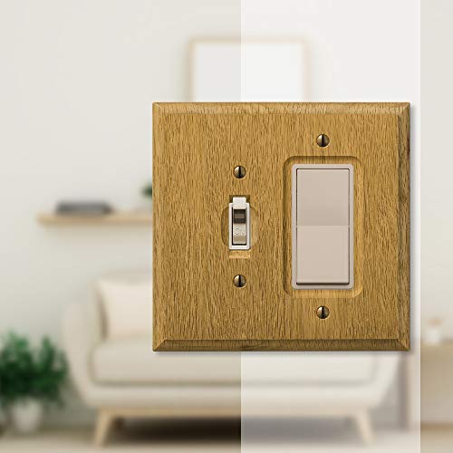 AMERELLE 4025TR Traditional Single Toggle/Single Rocker Wood Wallplate in Light Oak - size: Single Toggle / Single Rocker